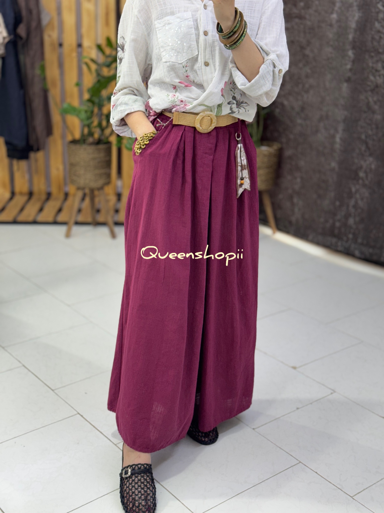 شلوار لینن ایتالیایی پیلی دار